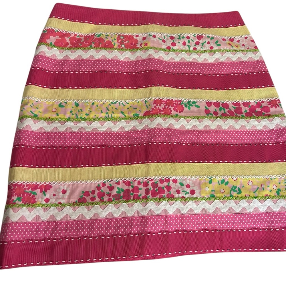 Vintage 90s LILLY PULITZER Skirt Ribbons & Trims Size 8 Lined Floral  Berries